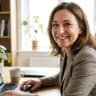 Service business owner reviewing AI chatbot lead captures on a laptop
